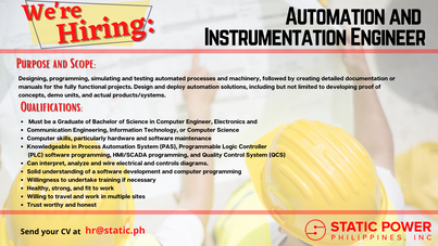 featured image thumbnail for post Were' Hiring! Automation and Instrumentation Engineer